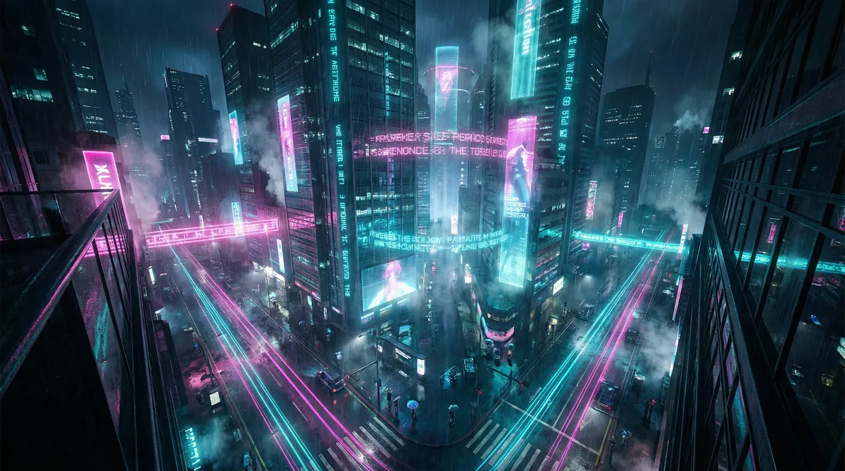 遭难者们 竖屏短剧平台首页背景 - 赛博朋克都市夜景